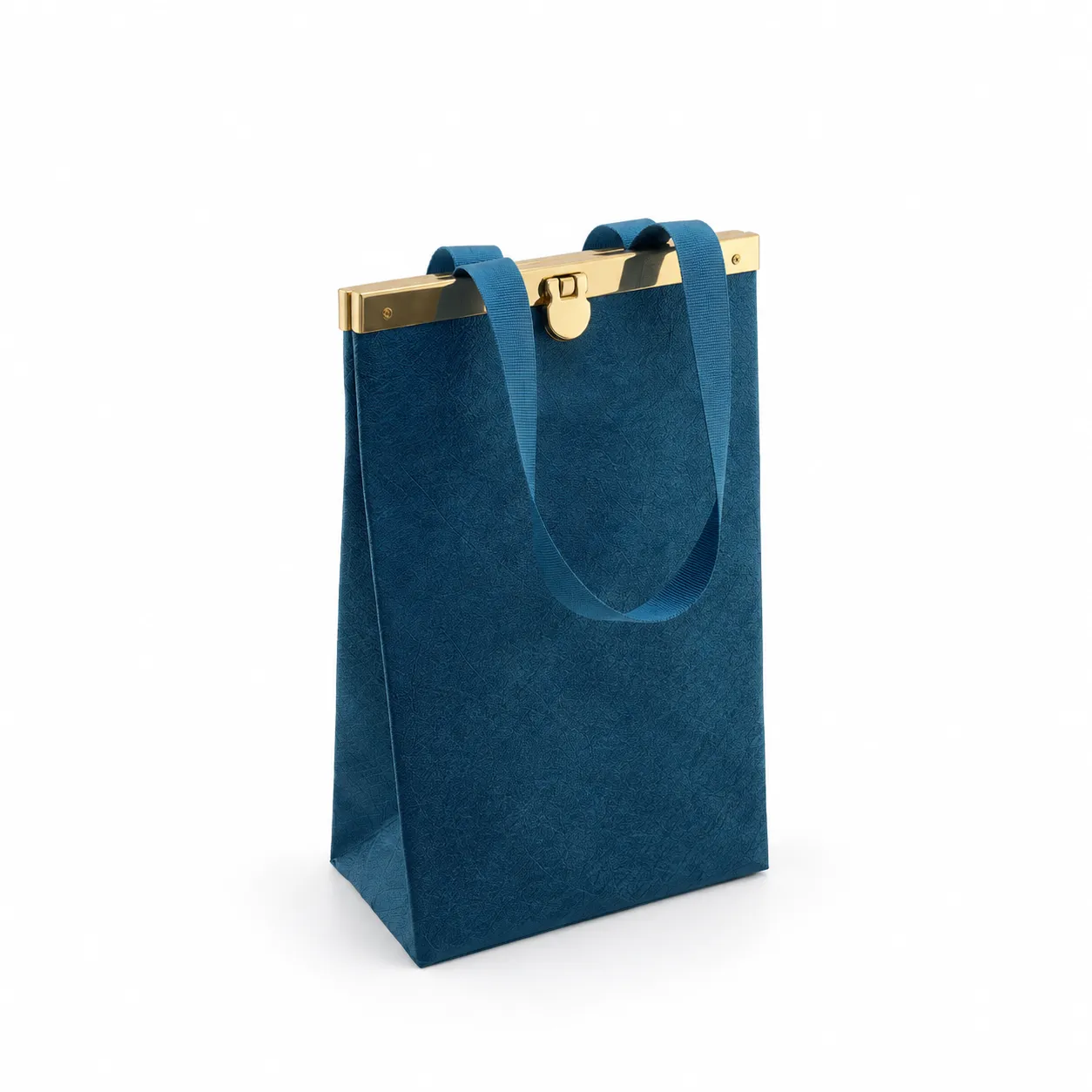 Bolsa de regalo de estructura rígida, asas textiles y cierre metálico. Una presentación sofisticada para joyería, accesorios y regalos exclusivos.