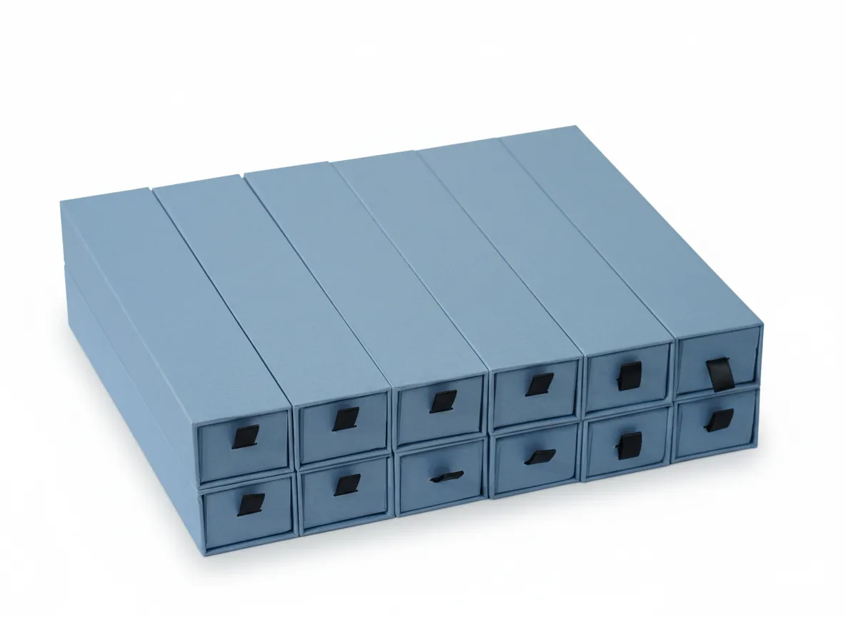 Paquete de 12 cajas rectangulares para joyería de 21×4,8×3,5 cm, del mismo color. Diseñadas para la presentación y resguardo de pulseras, tobilleras  y cadenas. Su formato alargado permite acomodar las piezas de forma ordenada y estable. Fabricadas en material rígido, ofrecen protección durante la exhibición, entrega y almacenamiento. Proporcionan una presentación limpia y adecuada para uso comercial.