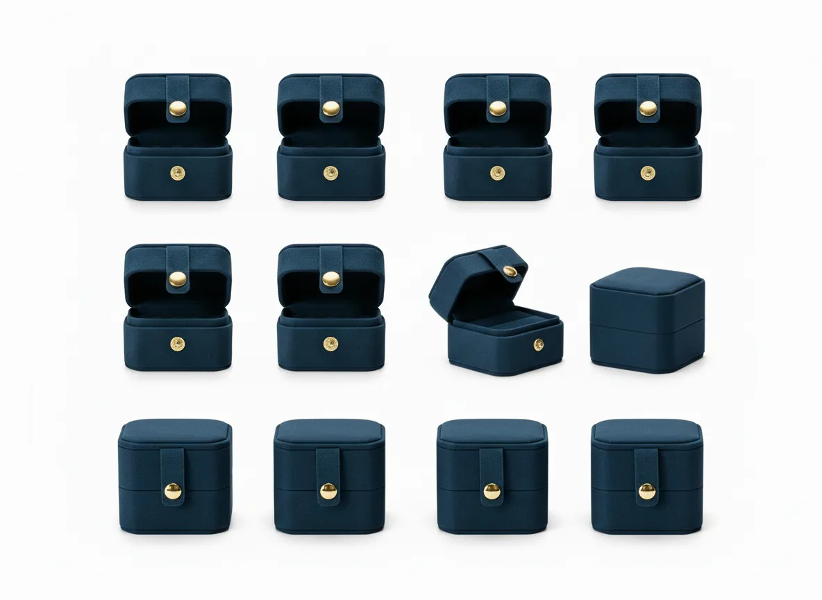 Paquete de 12 cajas de joyería de 6,5×3,5×4,5 cm, del mismo modelo. Ideales para anillos y aretes, con interior que ayuda a mantener las piezas protegidas y bien organizadas. Su formato compacto brinda una presentación uniforme y funcional, adecuada para uso comercial, entrega y almacenamiento.