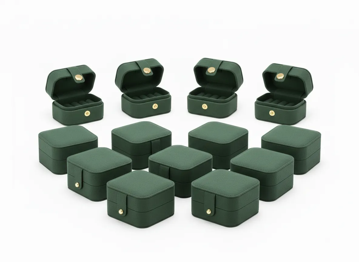 Paquete de 12 cajas de joyería de 6,5×3,5×4,5 cm, del mismo modelo. Ideales para anillos y aretes, con interior que ayuda a mantener las piezas protegidas y bien organizadas. Su formato compacto brinda una presentación uniforme y funcional, adecuada para uso comercial, entrega y almacenamiento.