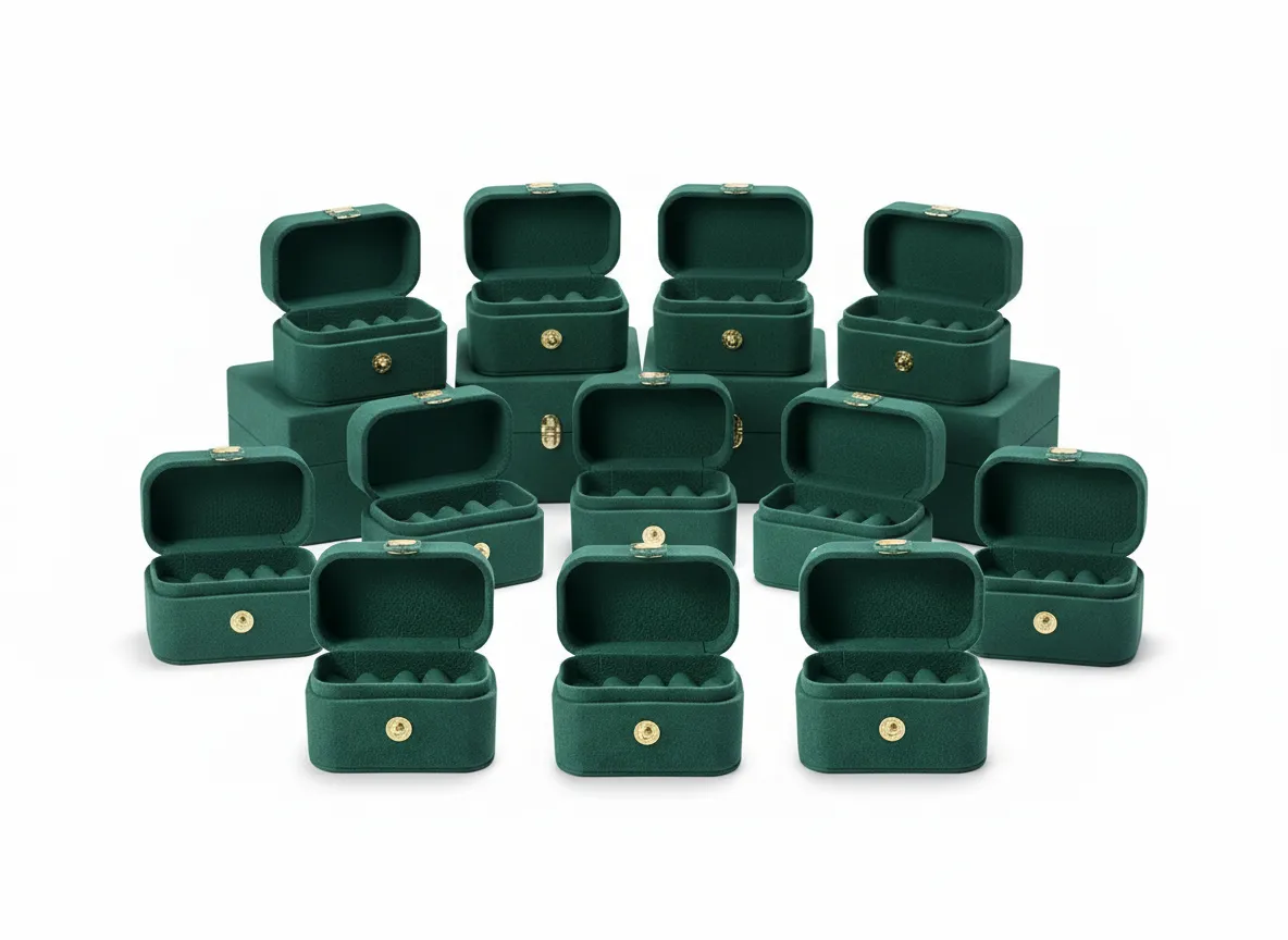 Paquete de 12 cajas de joyería de 6,5×3,5×4,5 cm, del mismo modelo. Ideales para anillos y aretes, con interior que ayuda a mantener las piezas protegidas y bien organizadas. Su formato compacto brinda una presentación uniforme y funcional, adecuada para uso comercial, entrega y almacenamiento.