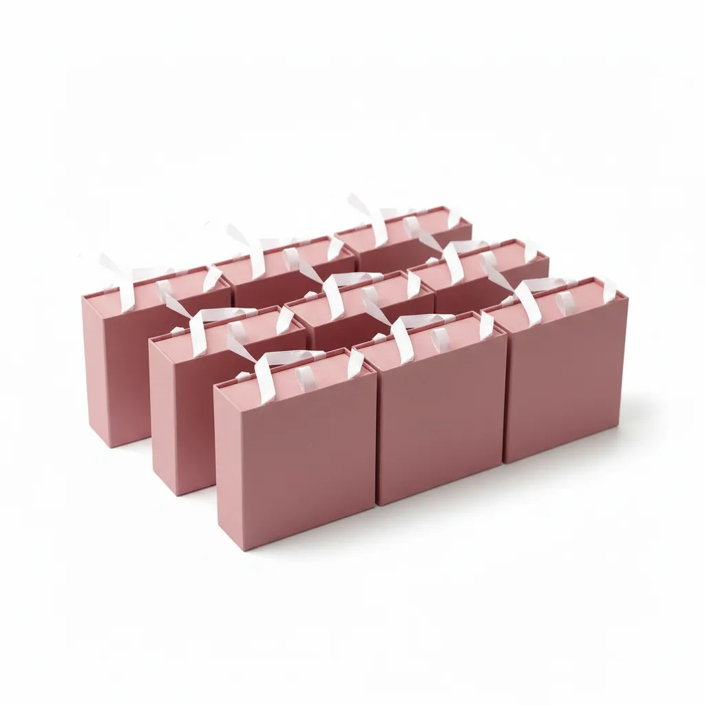 Paquete de 12 cajas de joyería con colgaderas de 10×10×3,5 cm, del mismo modelo. Ideales para anillos, aretes, pulseras, cadenas y tobilleras. Su diseño rígido tipo bolsa permite una presentación ordenada y funcional, adecuada para uso comercial, exhibición y entrega al cliente.