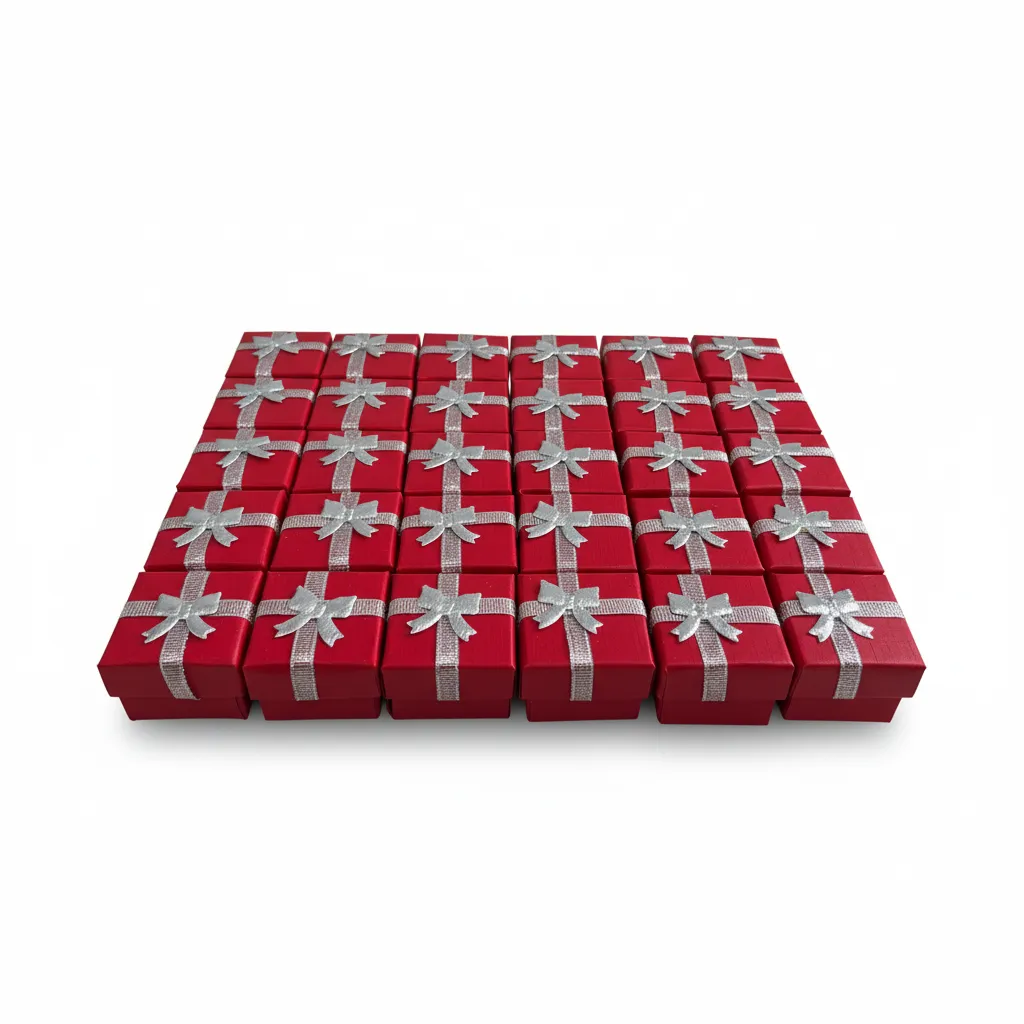 Caja de joyería de 4 x 4 cm ideal para anillos y aretes pequeños. Presentación elegante, resistente y lista para venta o regalo.