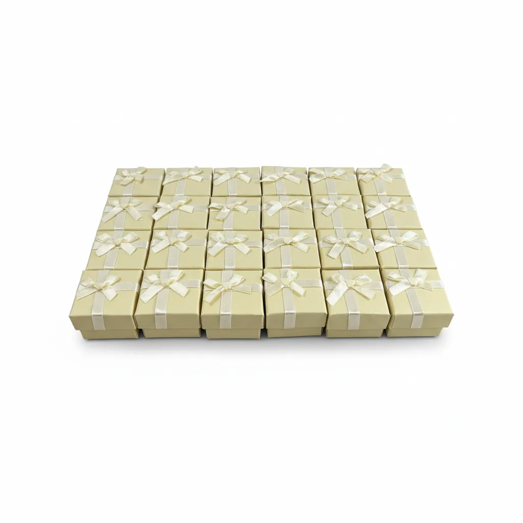 Caja de joyería de 4 x 4 cm ideal para anillos y aretes pequeños. Presentación elegante, resistente y lista para venta o regalo.