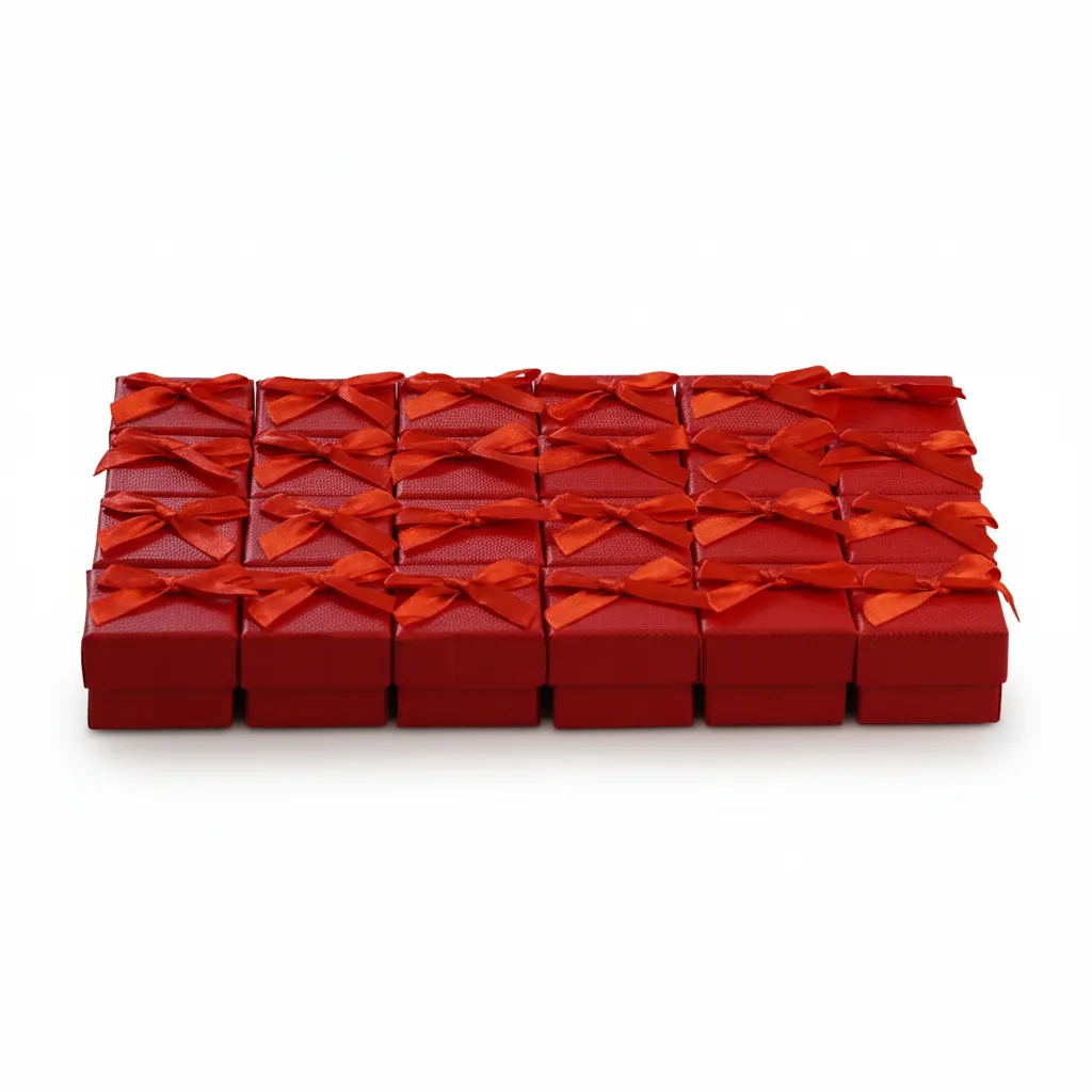 Caja de joyería de 4 x 4 cm ideal para anillos y aretes pequeños. Presentación elegante, resistente y lista para venta o regalo.