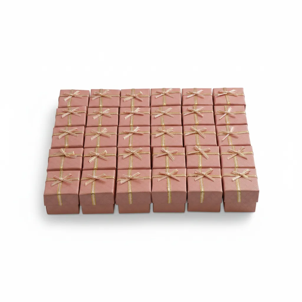Caja de joyería de 4 x 4 cm ideal para anillos y aretes pequeños. Presentación elegante, resistente y lista para venta o regalo.