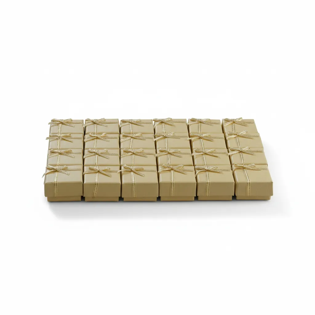 Caja de joyería de 4 x 4 cm ideal para anillos y aretes pequeños. Presentación elegante, resistente y lista para venta o regalo.