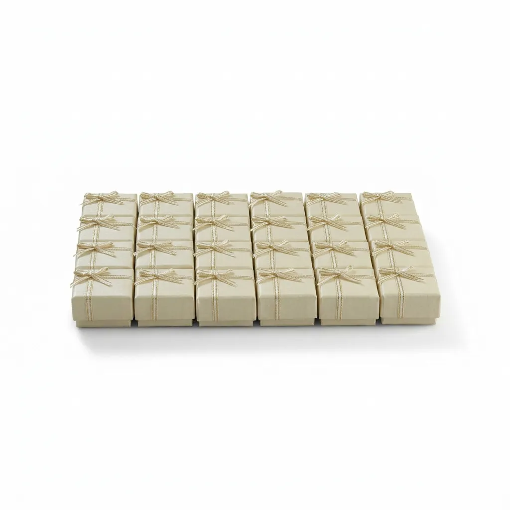 Caja de joyería de 4 x 4 cm ideal para anillos y aretes pequeños. Presentación elegante, resistente y lista para venta o regalo.