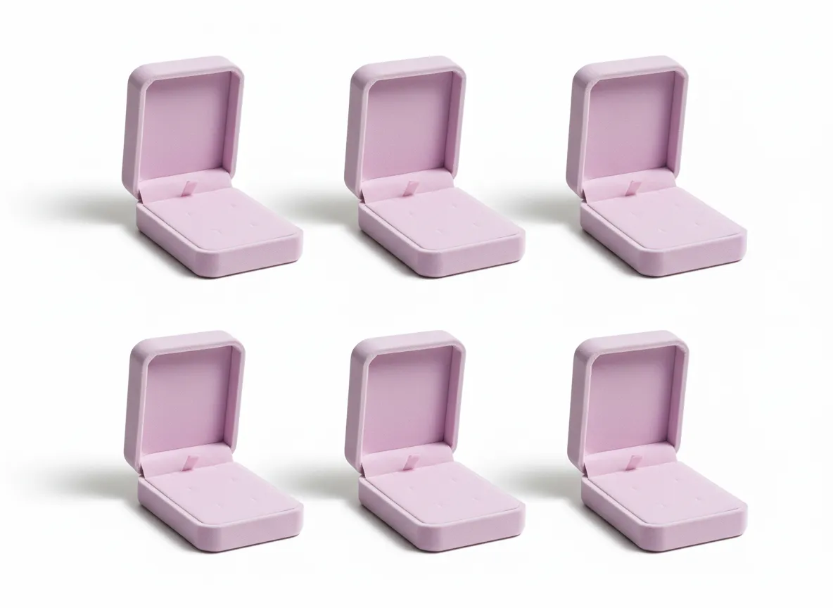 Paquete de 6 cajas rectangulares para joyería de 7×10×3,5 cm, del mismo color. Diseñadas para la presentación y resguardo de pulseras, tobilleras  y cadenas. Su formato alargado permite acomodar las piezas de forma ordenada y estable. Fabricadas en material rígido, ofrecen protección durante la exhibición, entrega y almacenamiento. Proporcionan una presentación limpia y adecuada para uso comercial.